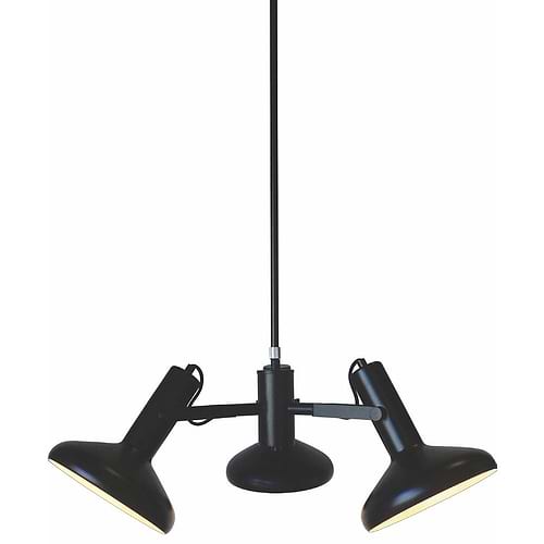 Hanglamp zwart 3-lichts 24 cm hoog - 60 cm breed - snoer 150cm "Vectro" E27 - ART DELIGHT - HL 1941 ZW