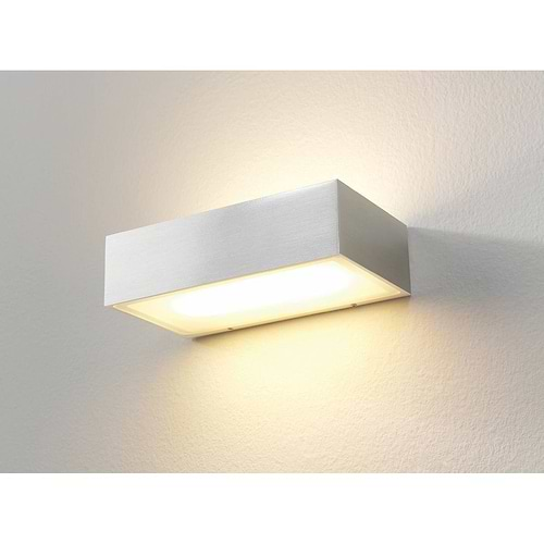 Buiten wandlamp of badkamer wandlamp - IP54 - wandlamp aluminium "Eindhoven" LED - ART DELIGHT. Dimbare LED buiten wandlamp of voor op de badkamer. De lamp is voorzien van twee geïntegreerde LED lichtbronnen en schijnt het licht naar boven en naar beneden langs de muur. De afmeting is lxbxh: 18 -2x10x5 cm. Het materiaal is aluminium en glas.  - WL EINDH150 ALU LED