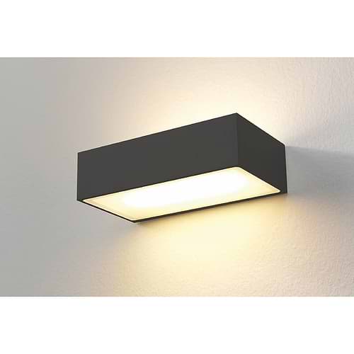 Buiten wandlamp of badkamer wandlamp - IP54 - wandlamp zwart "Eindhoven" LED - ART DELIGHT. Dimbare LED buiten wandlamp of voor op de badkamer. De lamp is voorzien van twee geïntegreerde LED lichtbronnen en schijnt het licht naar boven en naar beneden langs de muur. De afmeting is lxbxh: 18 -2x10x5 cm. Het materiaal is aluminium en glas.  - WL EINDH150 ZW LED