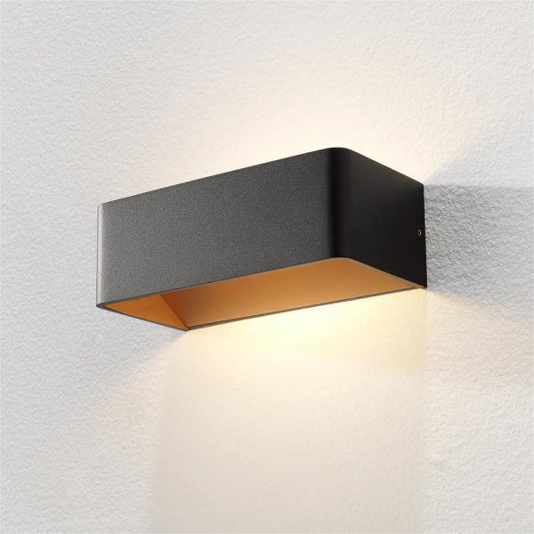 Wandlamp zwart/goud 2-lichts "Mainz" 20 cm breed - LED 2x3W 2700K 2x270lm - ART DELIGHT - WL MAINZ ZW-GO