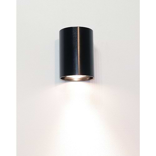 Wandlamp metallic zwart 1-lichts "Roulo1" Ø6 -4 x hoogte 9 cm - fitting GU10 - licht schijnt naar beneden - ART DELIGHT - WL ROULO1 MZW