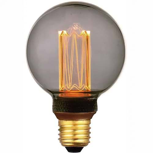 Freelight 3 standen lamp Globe Ø80mm, LED, Smoke Glas, Lang Filament, 240V 5W 100lm E27 2000K energielabel A