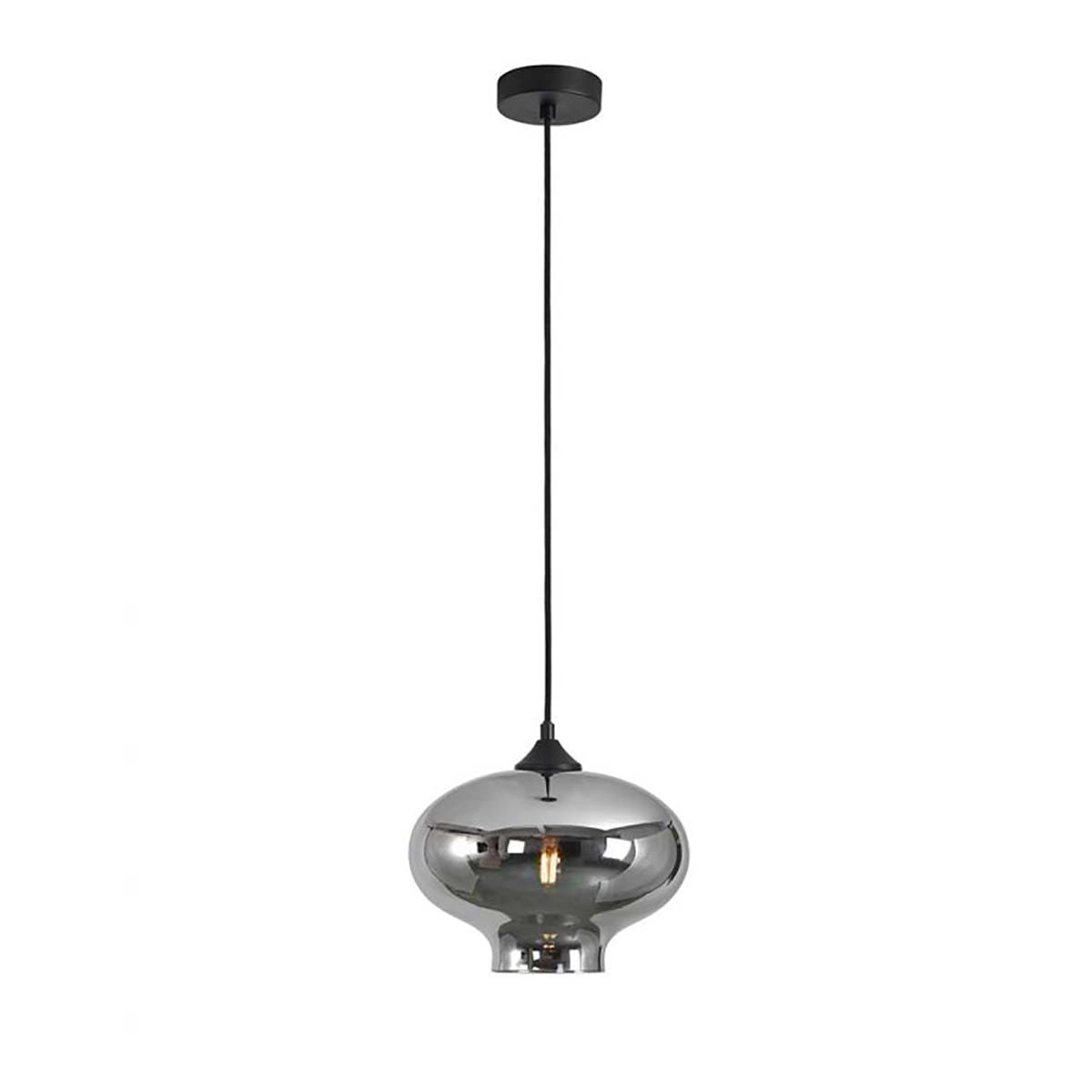 Hanglamp smoke 1-lichts "Toronto" Ø18cm H30cm smoke/glas E27 - ART DELIGHT