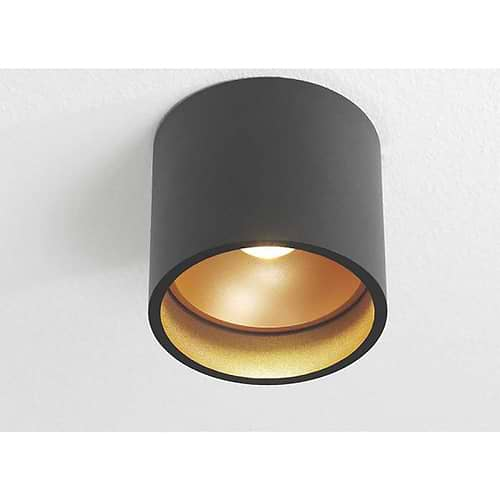 Plafondlamp en opbouwspot zwart/goud "Ormond" LED 7W 2700K 805lm IP54 dimbaar - ART DELIGHT