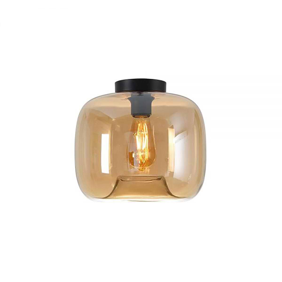 Plafondlamp amber 1-lichts "Preston" Ø28cm amber/glas E27 - ART DELIGHT