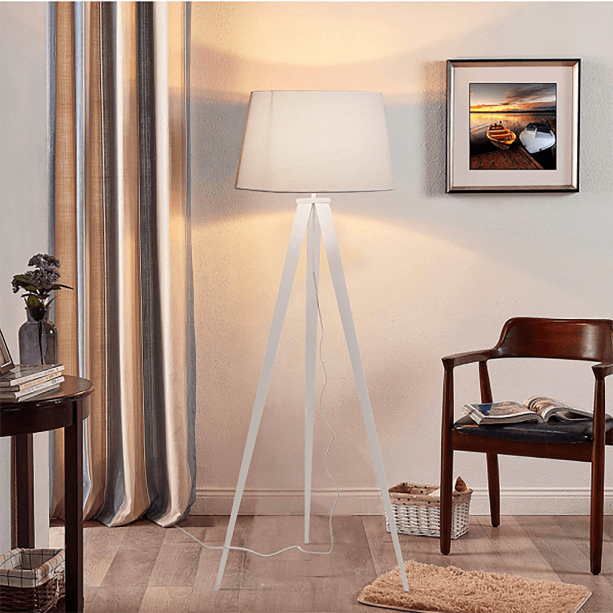 Vloerlamp zwart 1-lichts "Triad" 3poot 135h zonder kap E27 - ART DELIGHT