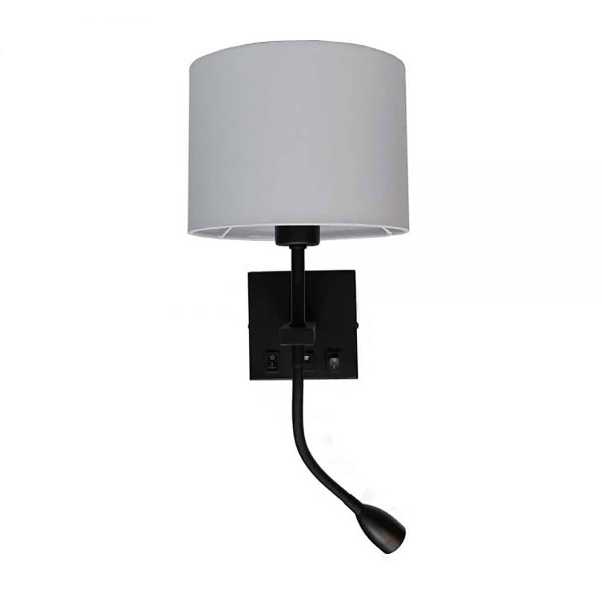 Wandlamp zwart 3W flex "Quad" USB exclusief kap  - ART DELIGHT