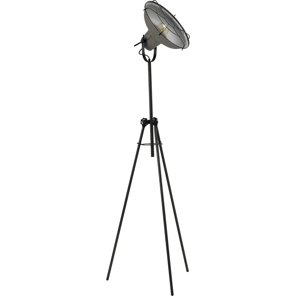 Industriële vloerlamp di Panna tripod zwart lampenkap 36cm