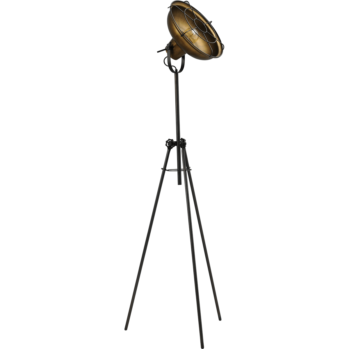 Industriële vloerlamp di Panna tripod zwart lampenkap 36cm
