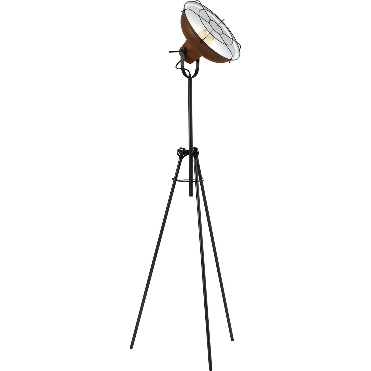 Industriële vloerlamp di Panna tripod zwart lampenkap 36cm