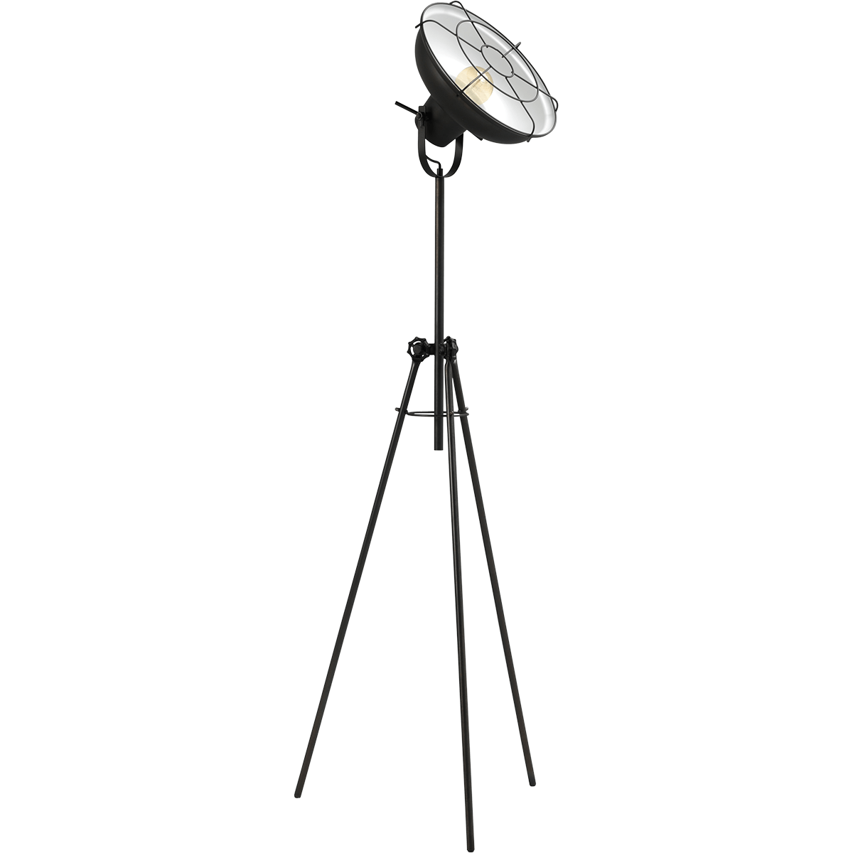 Industriële vloerlamp di Panna tripod zwart lampenkap 36cm