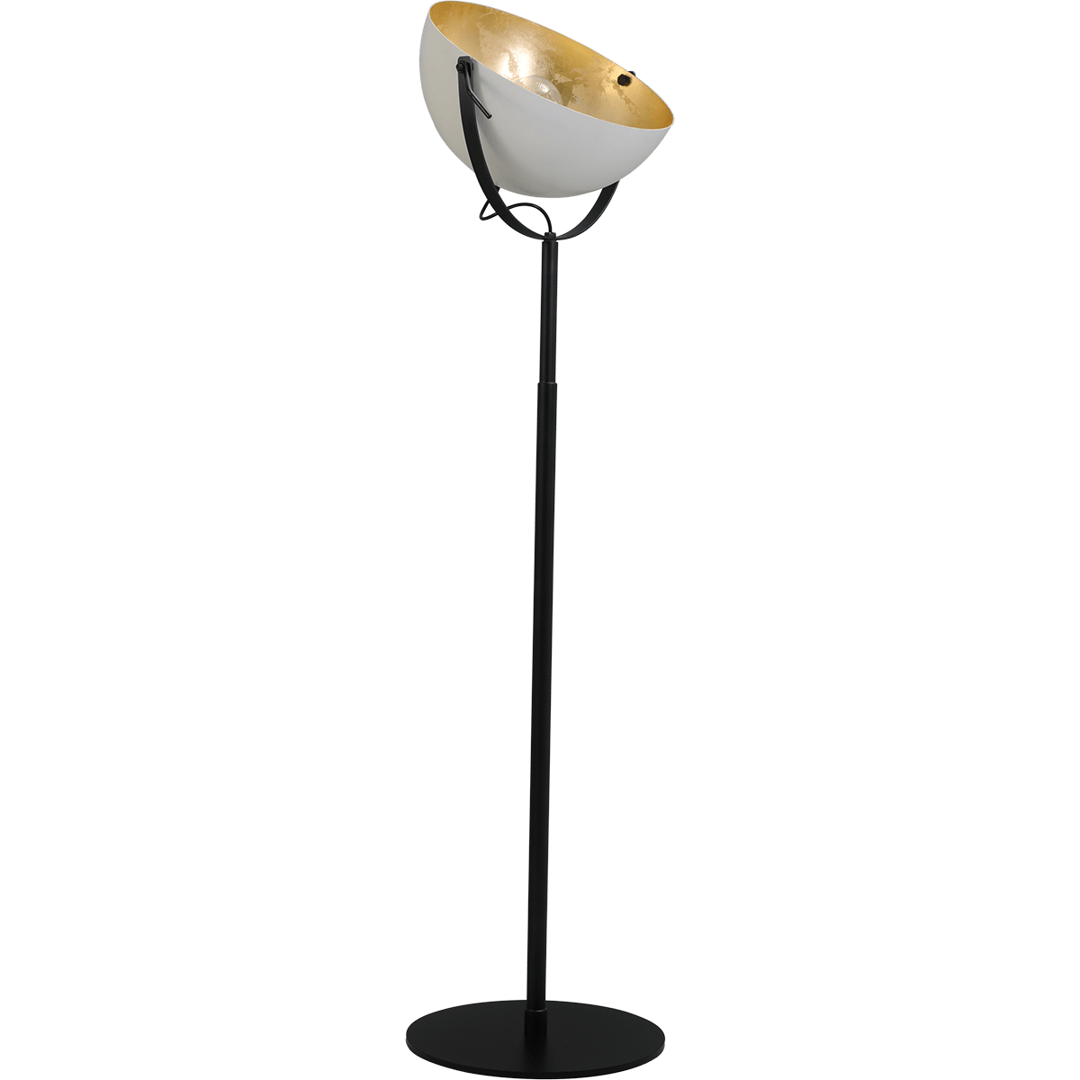 Industriële vloerlamp Larino Bow hoogte 175cm Ø40cm wit