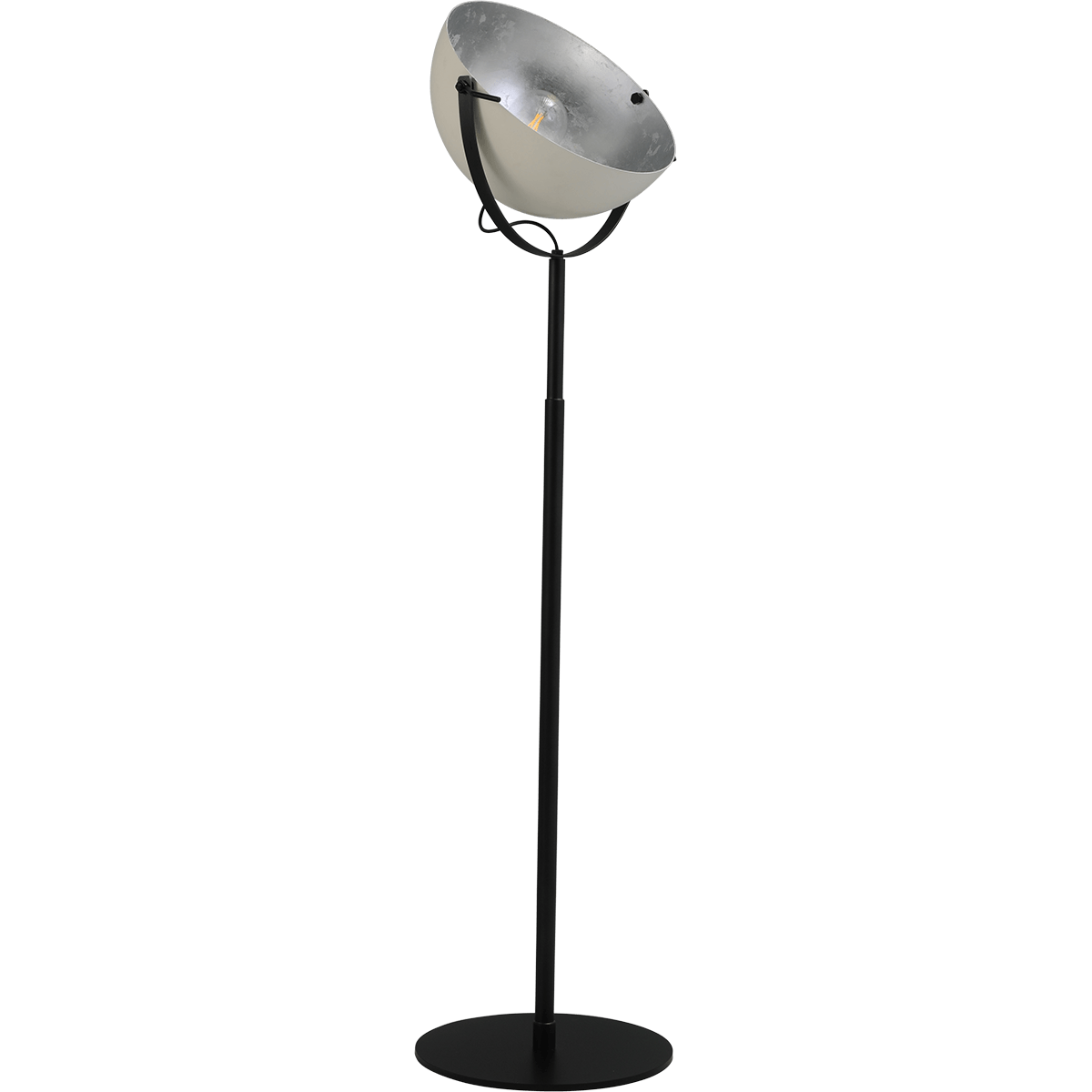 Industriële vloerlamp Larino Bow hoogte 175cm Ø40cm wit