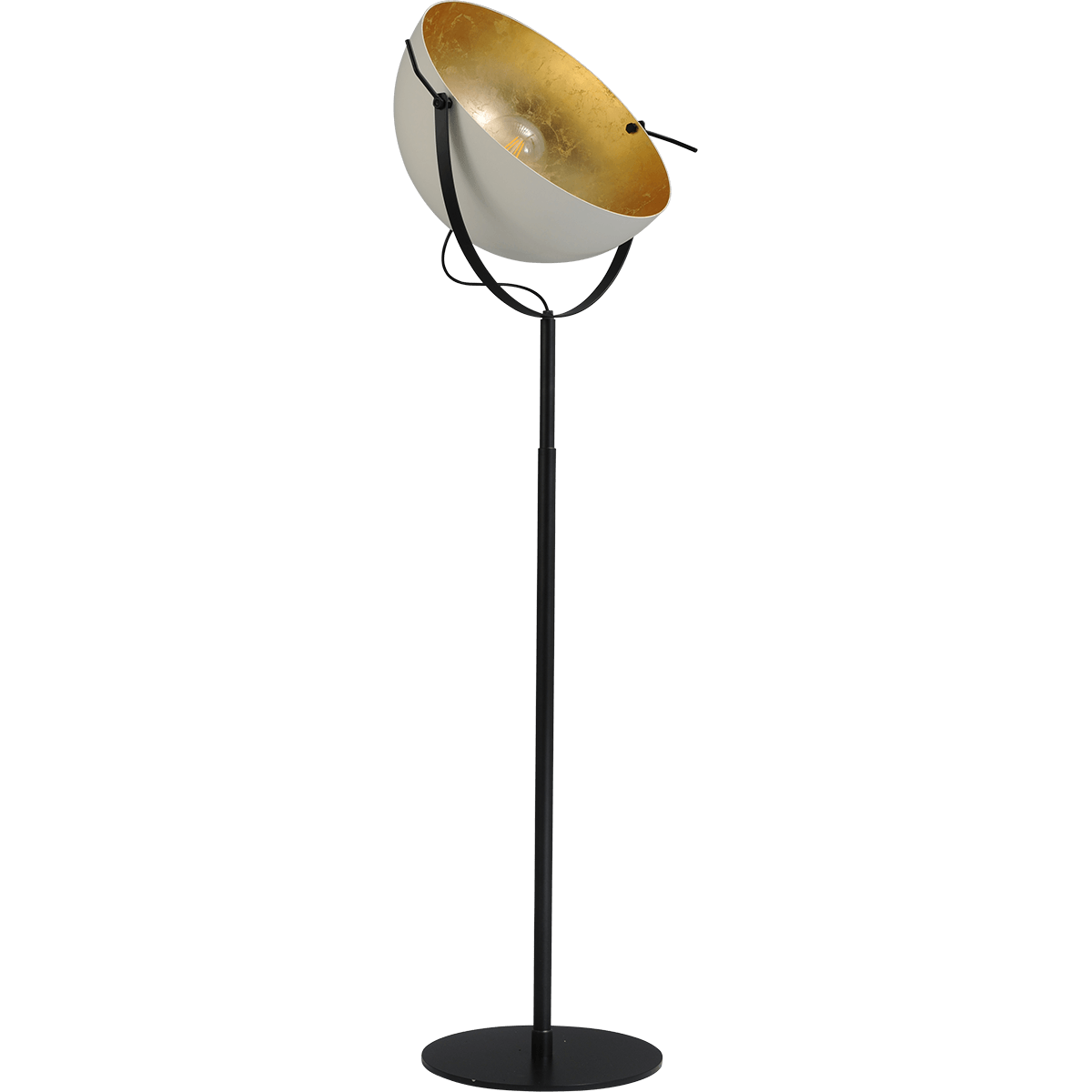Industriële vloerlamp Larino Bow hoogte 180cm Ø50cm wit