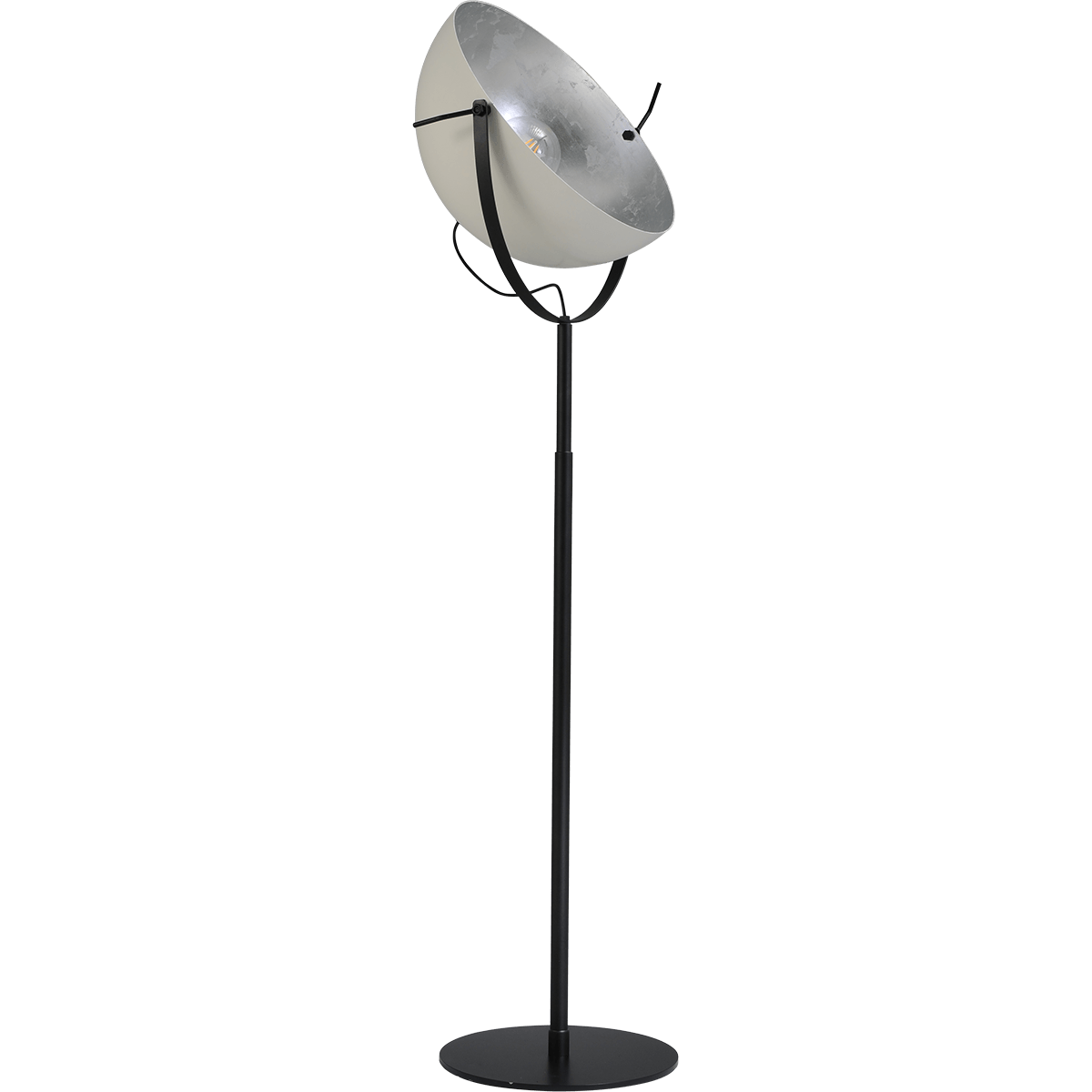 Industriële vloerlamp Larino Bow hoogte 180cm Ø50cm wit