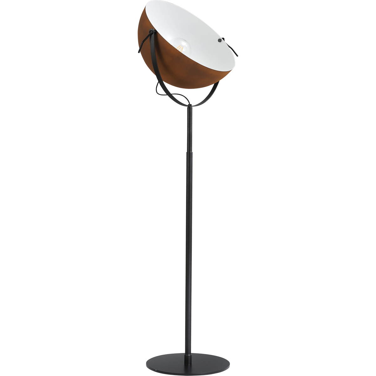 Industriële vloerlamp Larino Bow hoogte 180cm Ø50cm roest