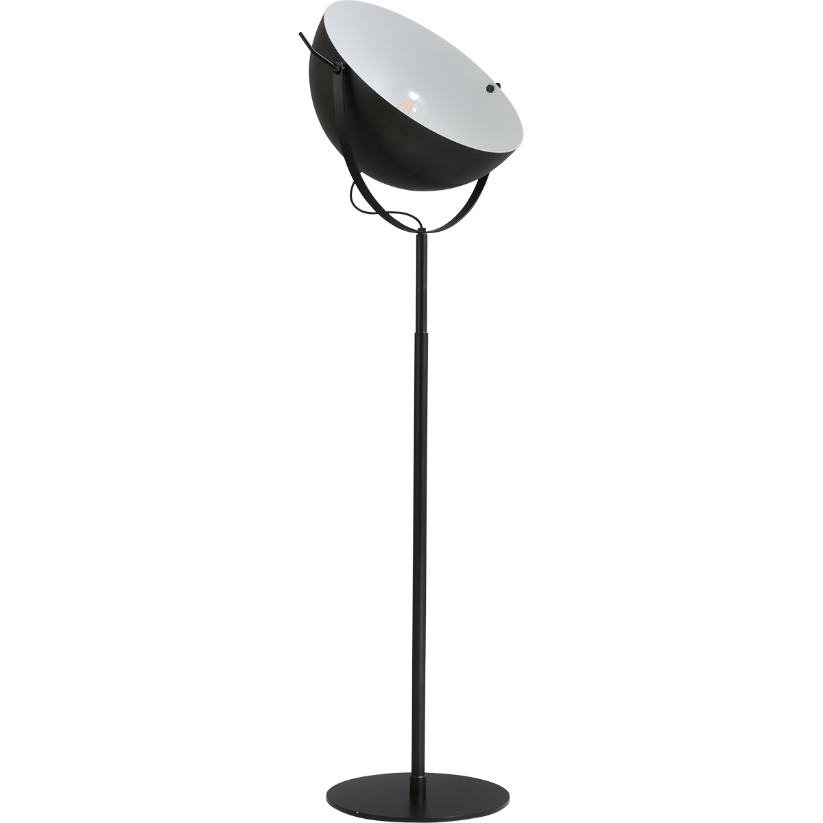 Industriële vloerlamp Larino Bow hoogte 180cm Ø50cm gunmetal
