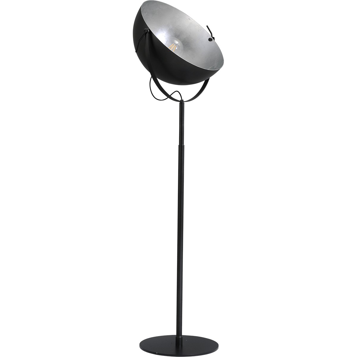 Industriële vloerlamp Larino Bow hoogte 180cm Ø50cm gunmetal