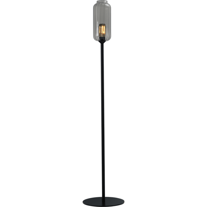 Vloerlamp "Lett Rib" zwart met zwart glas hoogte 165cm