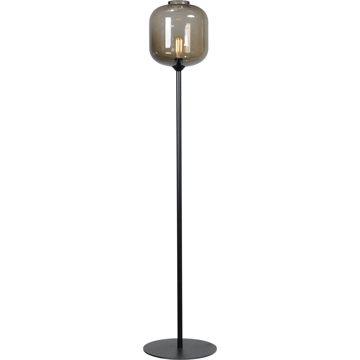 Vloerlamp "Lett" zwart en glad zwart glas