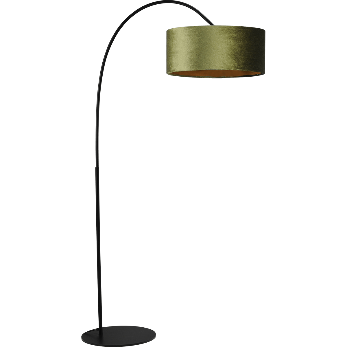 Vloerlamp Arch black - mat zwart - hoogte 183 cm - breedte 88 cm inclusief groene lampenkap - Artik green 52/52/25 cm - uit/aan schakelaar - MASTERLIGHT