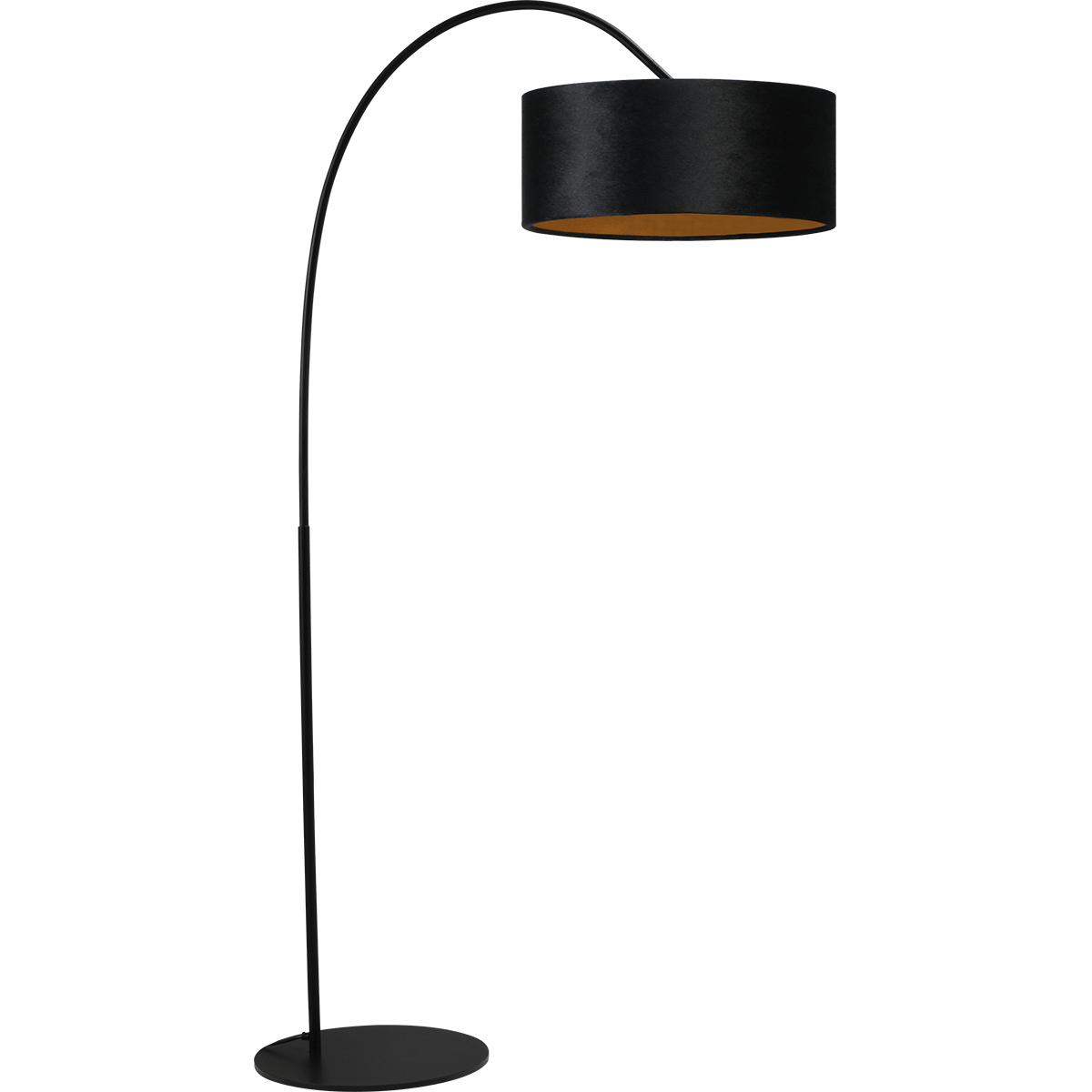 Vloerlamp Arch black - mat zwart - hoogte 183 cm - breedte 88 cm inclusief zwarte lampenkap - Artik black 52/52/25 cm - uit/aan schakelaar - MASTERLIGHT