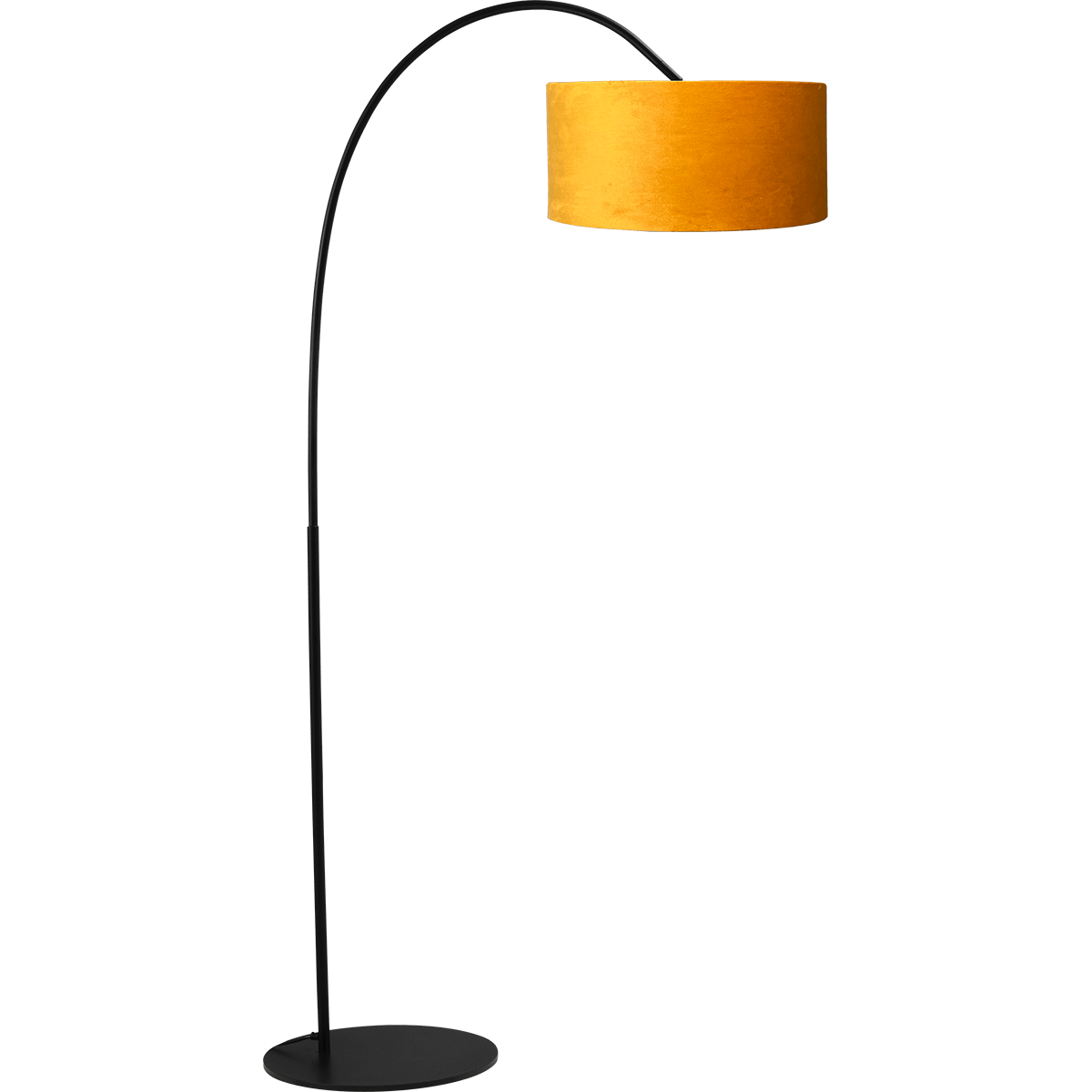 Vloerlamp Arch black - mat zwart - hoogte 183 cm - breedte 88 cm inclusief gele lampenkap - Artik mais 52/52/25 cm - uit/aan schakelaar - MASTERLIGHT