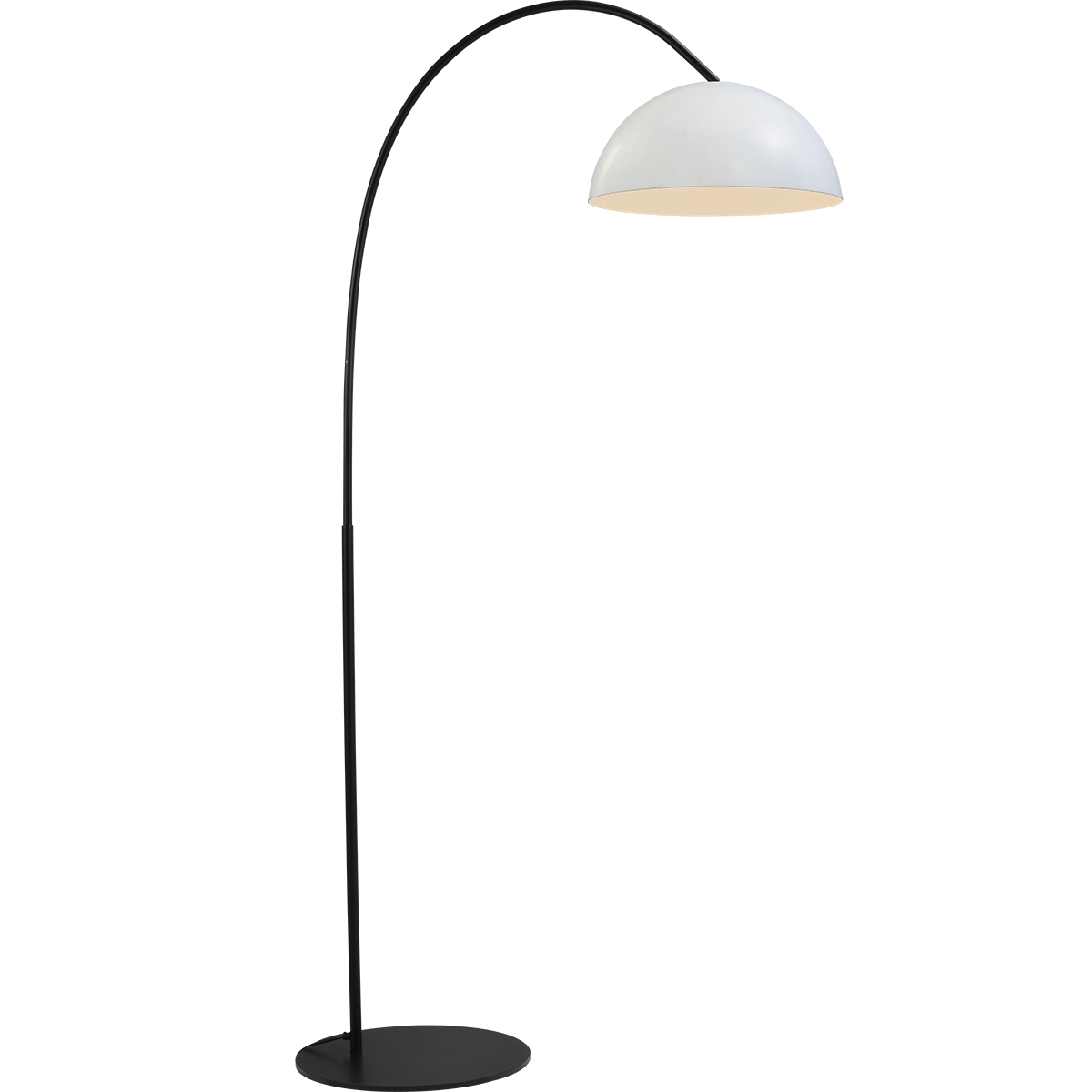 Industriële vloerlamp Larino arch hoogte 186cm Ø40cm wit