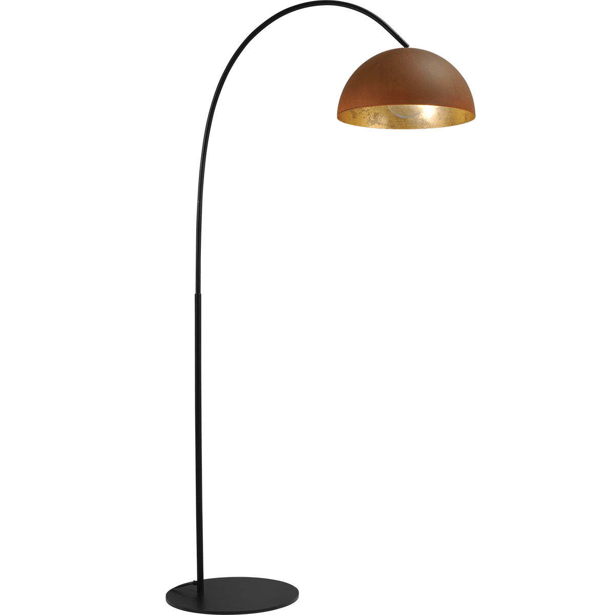 Industriële vloerlamp Larino arch hoogte 186cm Ø40cm roest