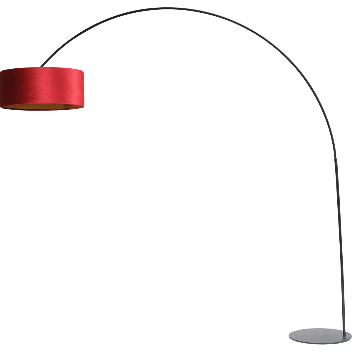 Vloerlamp - booglamp - Arch XXL matt black - mat zwart - hoogte 223 cm - breedte 217 cm - inclusief rode lampenkap - Artik red 52/52/25 cm - uit/aan schakelaar - MASTERLIGHT