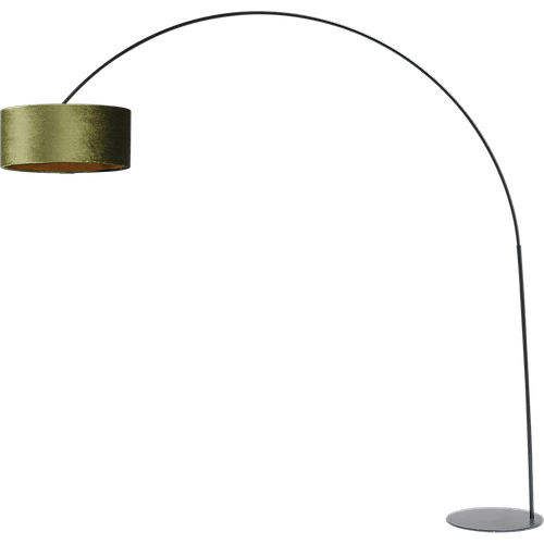 Vloerlamp - booglamp - Arch XXL matt black - mat zwart - hoogte 223 cm - breedte 217 cm - inclusief groene lampenkap - Artik green 52/52/25 cm - uit/aan schakelaar - MASTERLIGHT