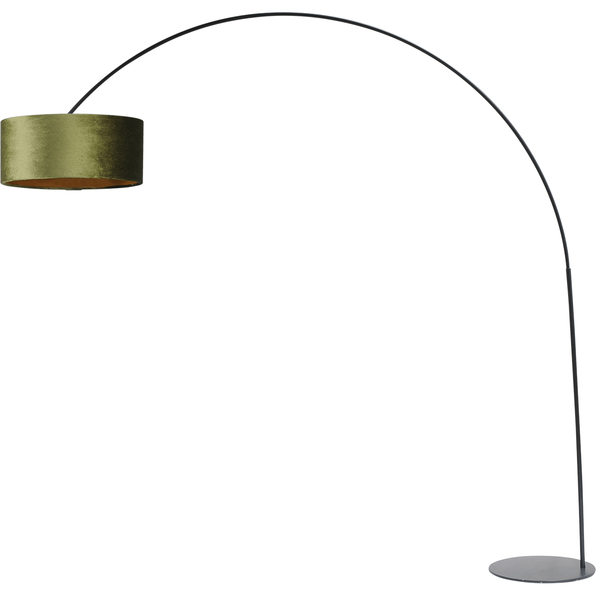 Vloerlamp - booglamp - Arch XXL matt black - mat zwart - hoogte 223 cm - breedte 217 cm - inclusief groene lampenkap - Artik green 52/52/25 cm - uit/aan schakelaar - MASTERLIGHT