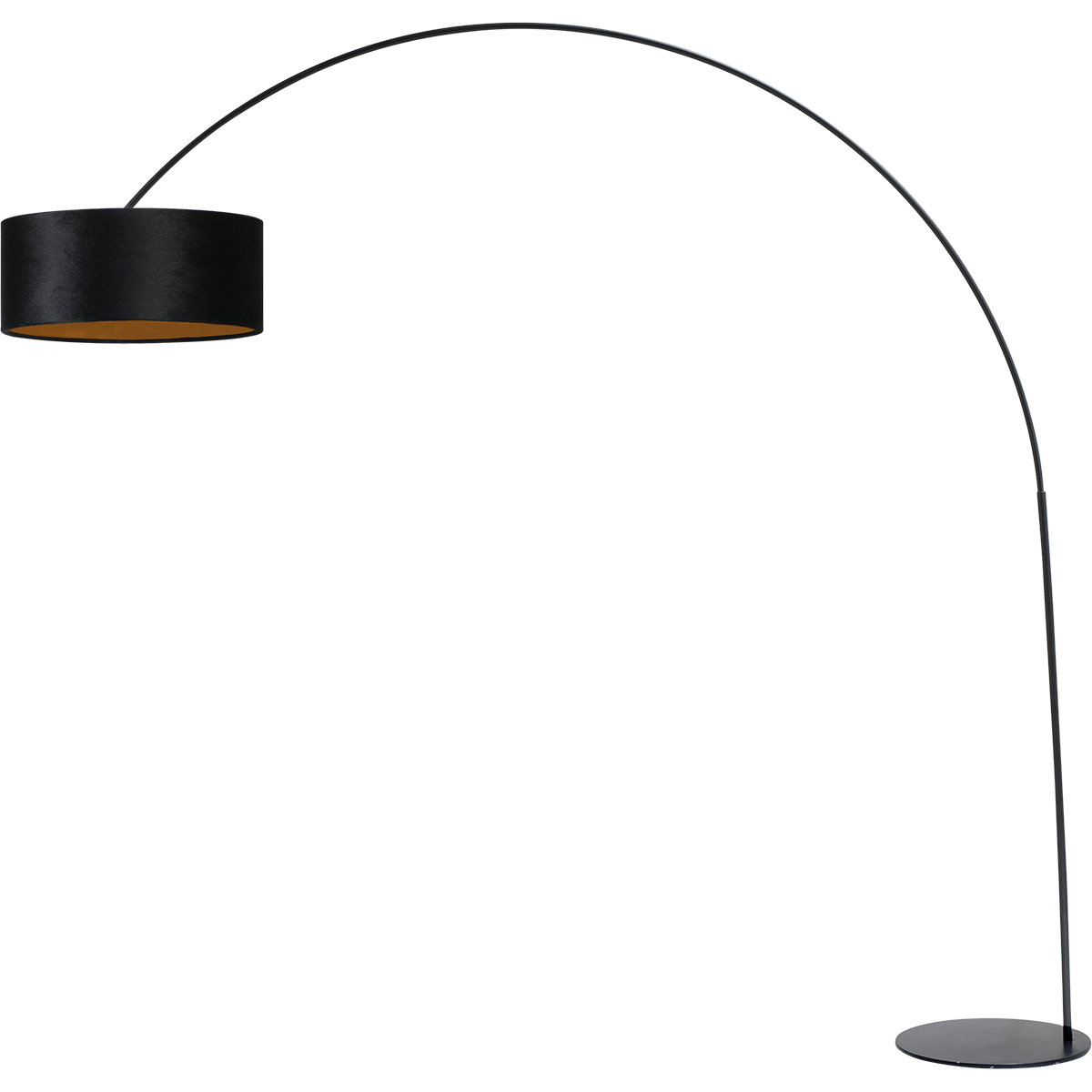 Vloerlamp - booglamp - Arch XXL matt black - mat zwart - hoogte 223 cm - breedte 217 cm - inclusief zwarte lampenkap - Artik black - mat zwart - 52/52/25 cm - uit/aan schakelaar - MASTERLIGHT