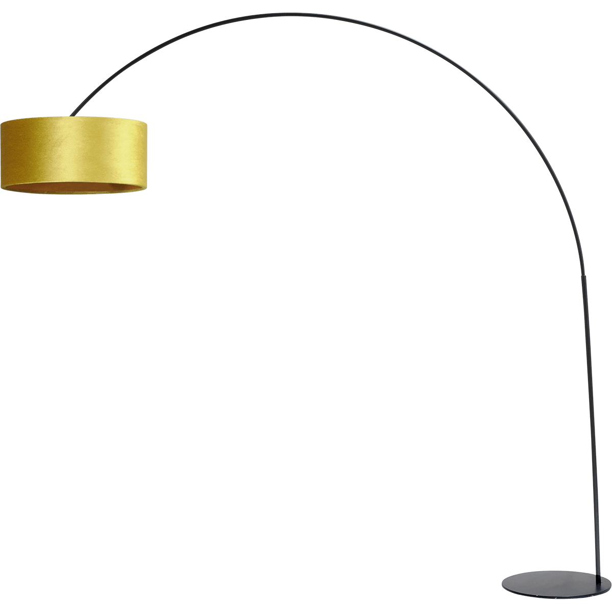 Vloerlamp - booglamp - Arch XXL matt black - mat zwart - hoogte 223 cm - breedte 217 cm - inclusief oker gele lampenkap - Artik oker 52/52/25 cm - uit/aan schakelaar - MASTERLIGHT