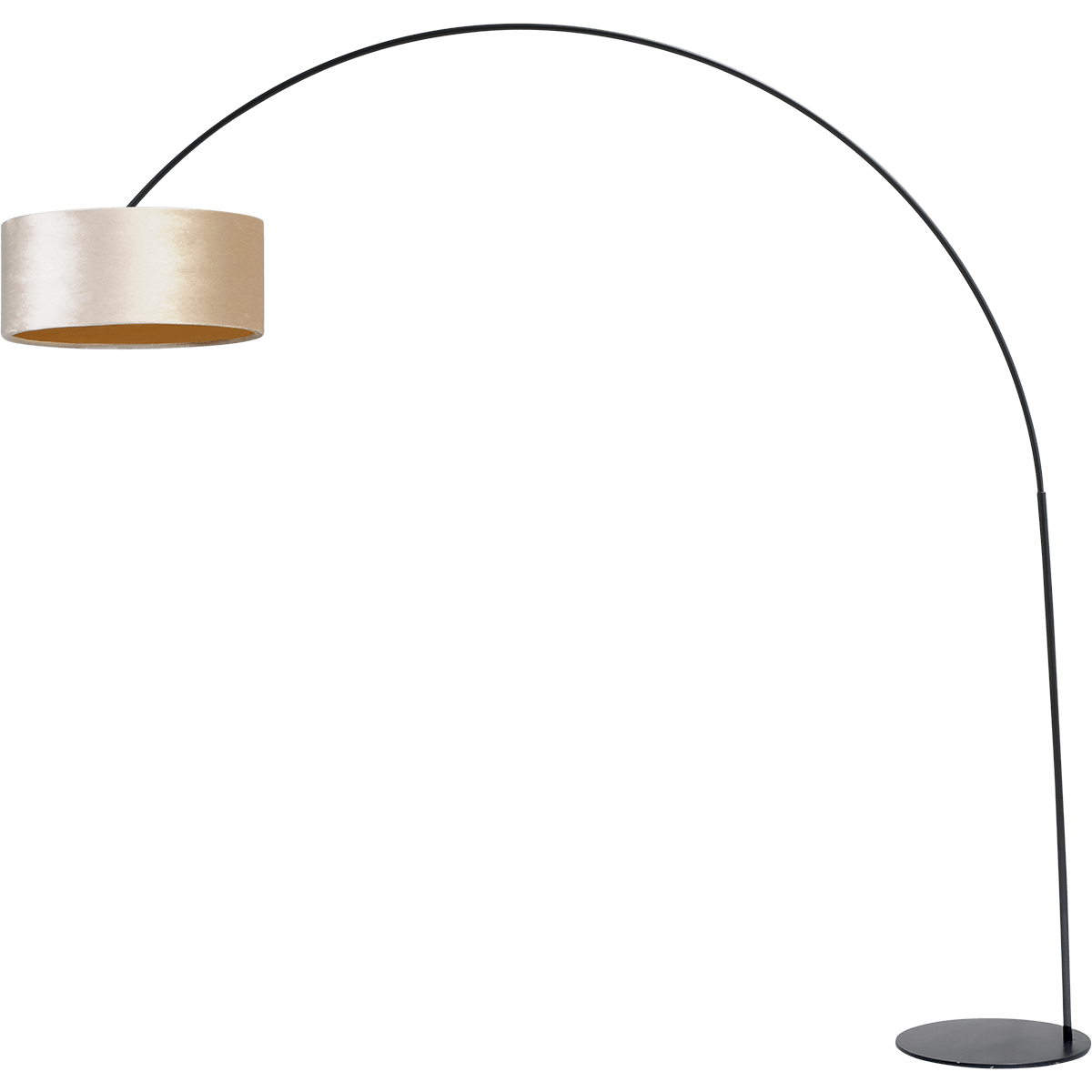 Vloerlamp - booglamp - Arch XXL matt black - mat zwart - hoogte 223 cm - breedte 217 cm - inclusief zandkleurige lampenkap - Artik sand 52/52/25 cm - uit/aan schakelaar - MASTERLIGHT