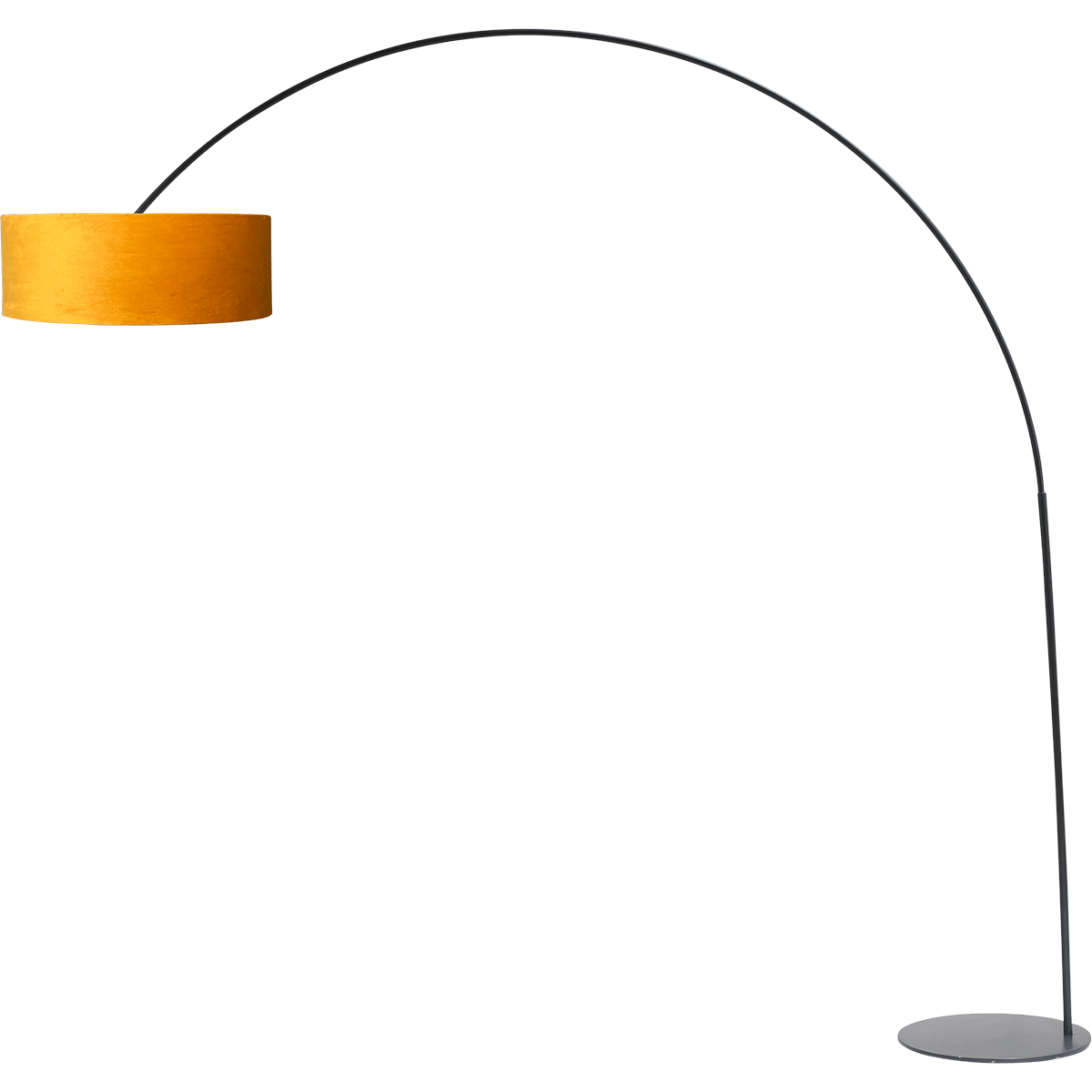 Vloerlamp - booglamp - Arch XXL matt black - mat zwart - hoogte 223 cm - breedte 217 cm - inclusief maiskleurige lampenkap - Artik mais 52/52/25 cm - uit/aan schakelaar - MASTERLIGHT