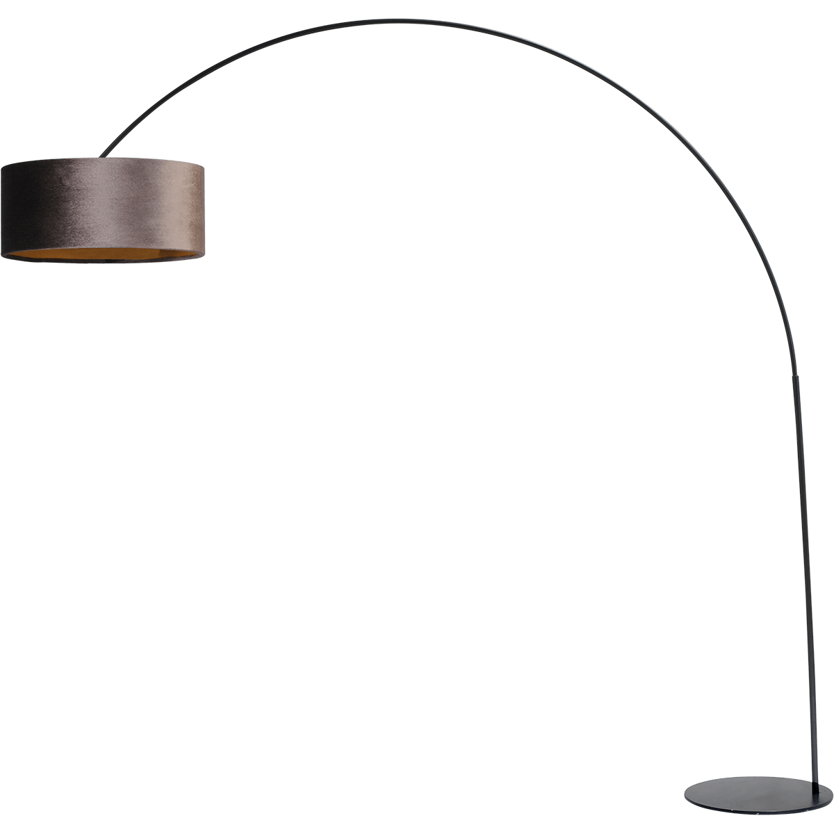Vloerlamp - booglamp - Arch XXL matt black - mat zwart - hoogte 223 cm - breedte 217 cm - inclusief bruine lampenkap - Artik brown 52/52/25 cm - uit/aan schakelaar - MASTERLIGHT