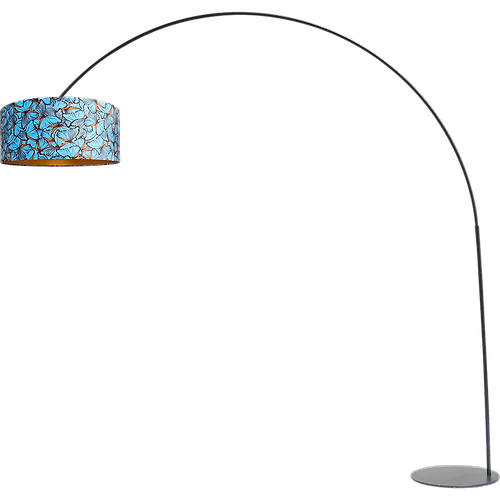 Vloerlamp - booglamp - Arch XXL matt black - mat zwart - hoogte 223 cm - breedte 217 cm - inclusief lampenkap met vlinders - Artik butterfly 52/52/25 cm - uit/aan schakelaar - MASTERLIGHT