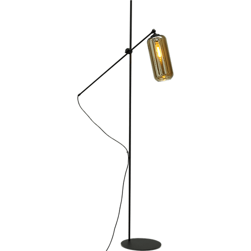 Vloerlamp Quinto 1-lichts hoogte 161cm mat zwart met zwarte glazen kap