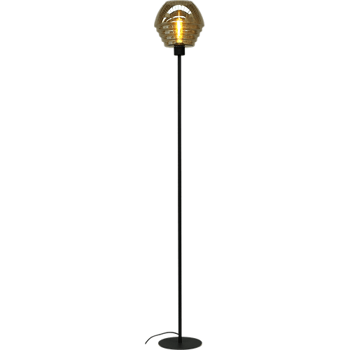 Vloerlamp Quinto 1-lichts zwart hoogte 155cm met zwarte glazen kap