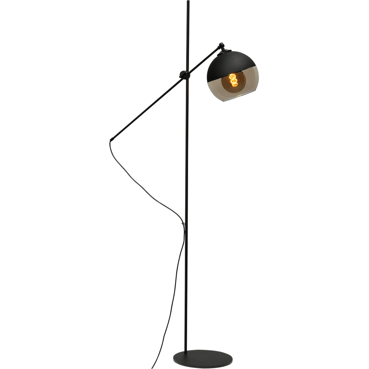 Vloerlamp Opaco 1-lichts hoogte 161cm mat zwart + glas smoke 62270-05-8 - MASTERLIGHT