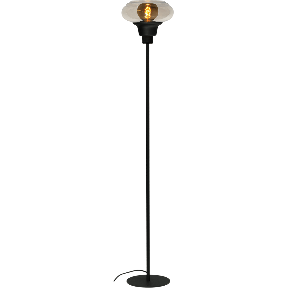 Vloerlamp Opaco 1-lichts zwart hoogte 149cm + glas smoke 62270-05-3 - MASTERLIGHT