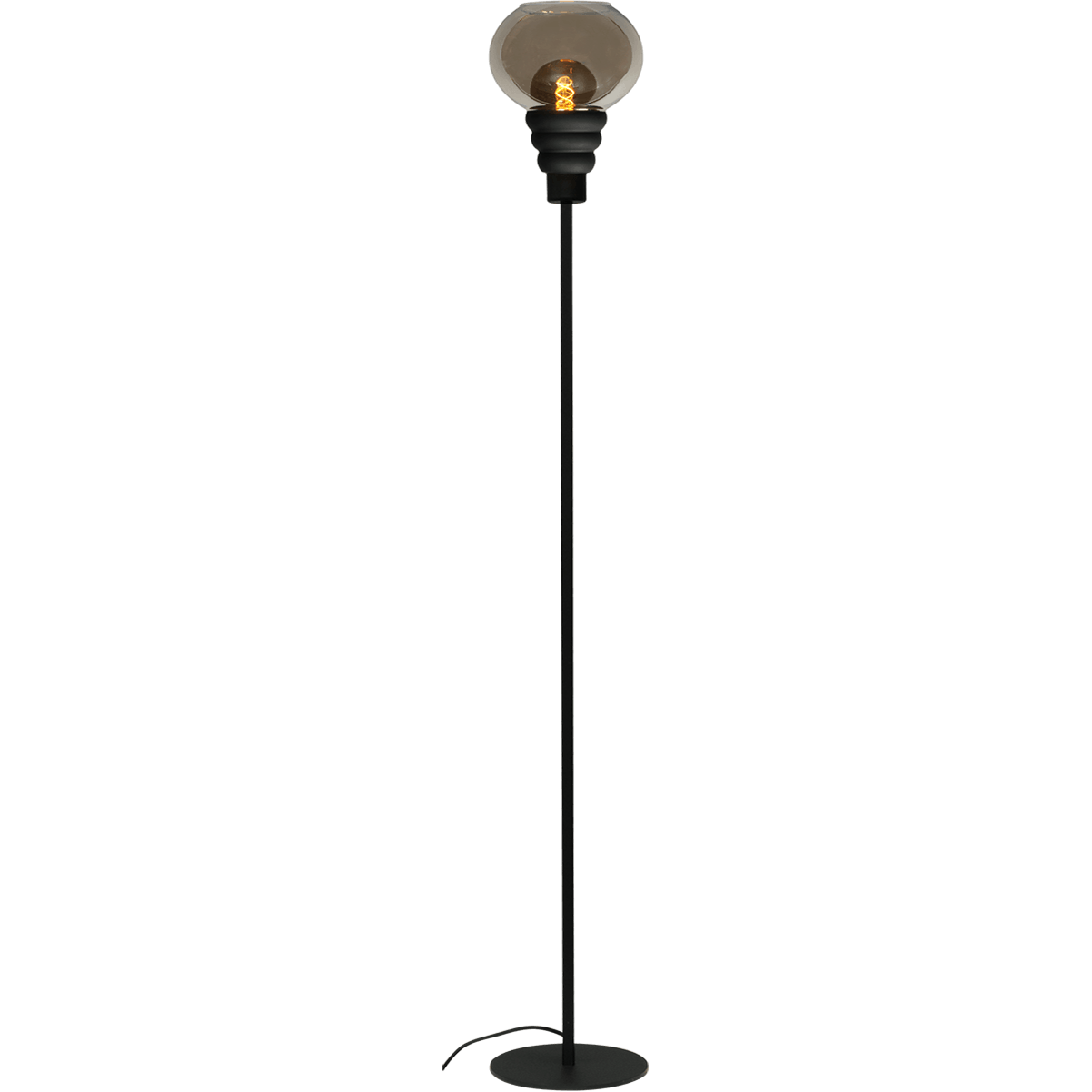 Vloerlamp Opaco 1-lichts zwart hoogte 156cm + glas smoke 62270-05-6 - MASTERLIGHT