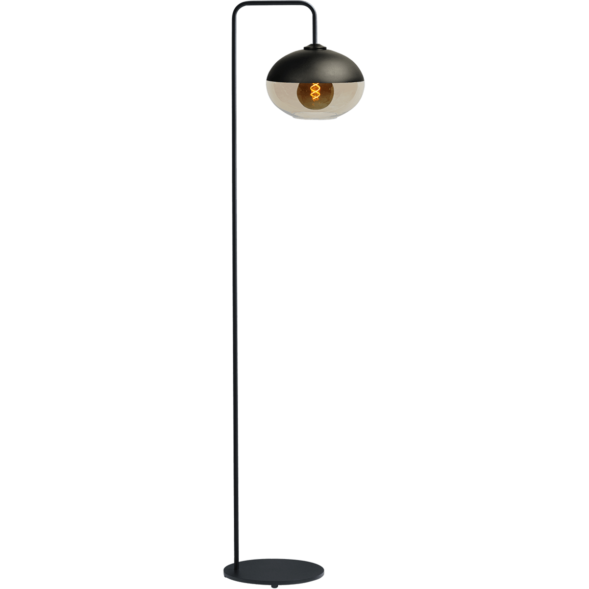 Vloerlamp Opaco1-lichts zwart hoogte 152cm - downlight glas smoke Ø25x17cm - MASTERLIGHT