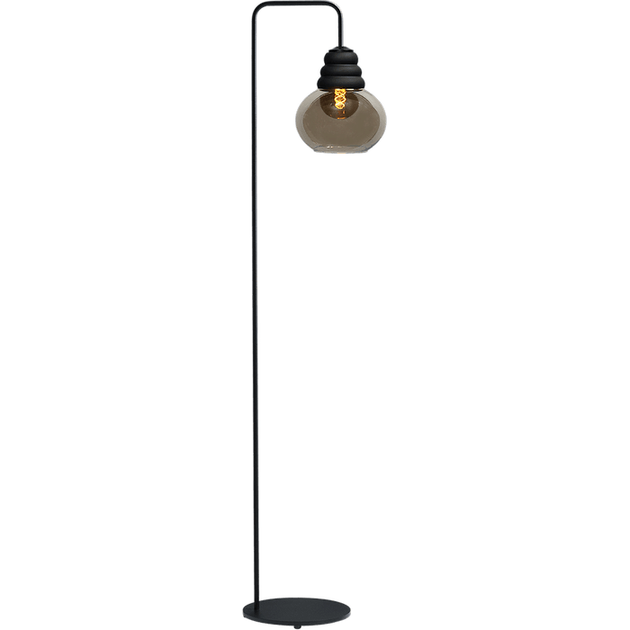 Vloerlamp Opaco1-lichts zwart hoogte 152cm - downlight glas smoke Ø21x24cm - MASTERLIGHT