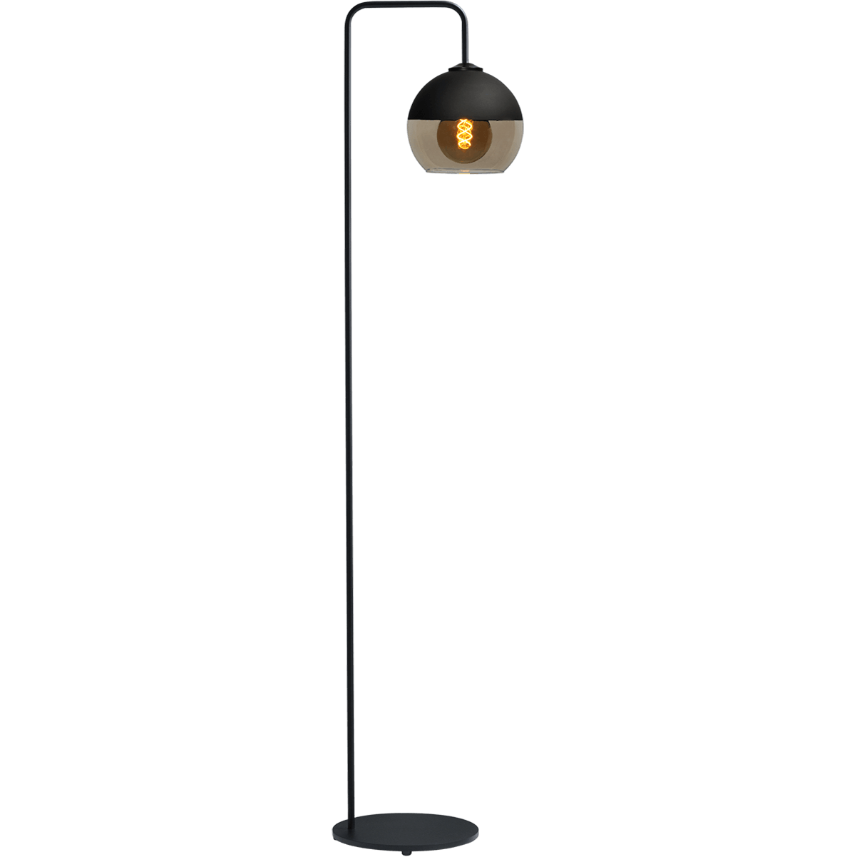 Vloerlamp Opaco1-lichts zwart hoogte 152cm - downlight glas smoke Ø15x17cm - MASTERLIGHT