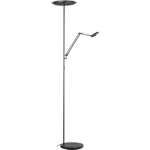 Vloerlamp Milan zwart nikkel uplight en leeslamp hoogte 185cm DTW