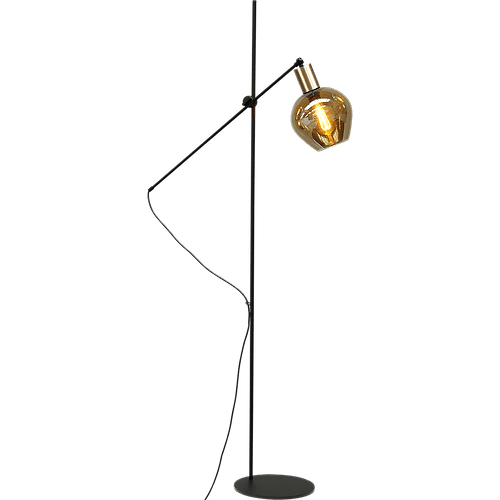 Vloerlamp Bounty 1-lichts hoogte 161cm - mat zwart/mat goud - + glas smoke 62260-05-3 - MASTERLIGHT