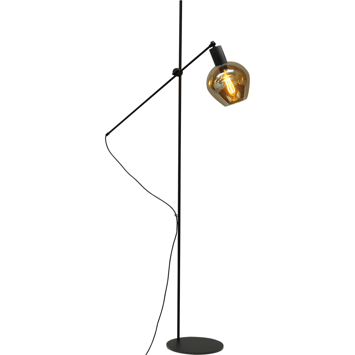 Vloerlamp Bounty 1-lichts hoogte 161cm - mat zwart - + glas smoke 62260-05-3 - MASTERLIGHT