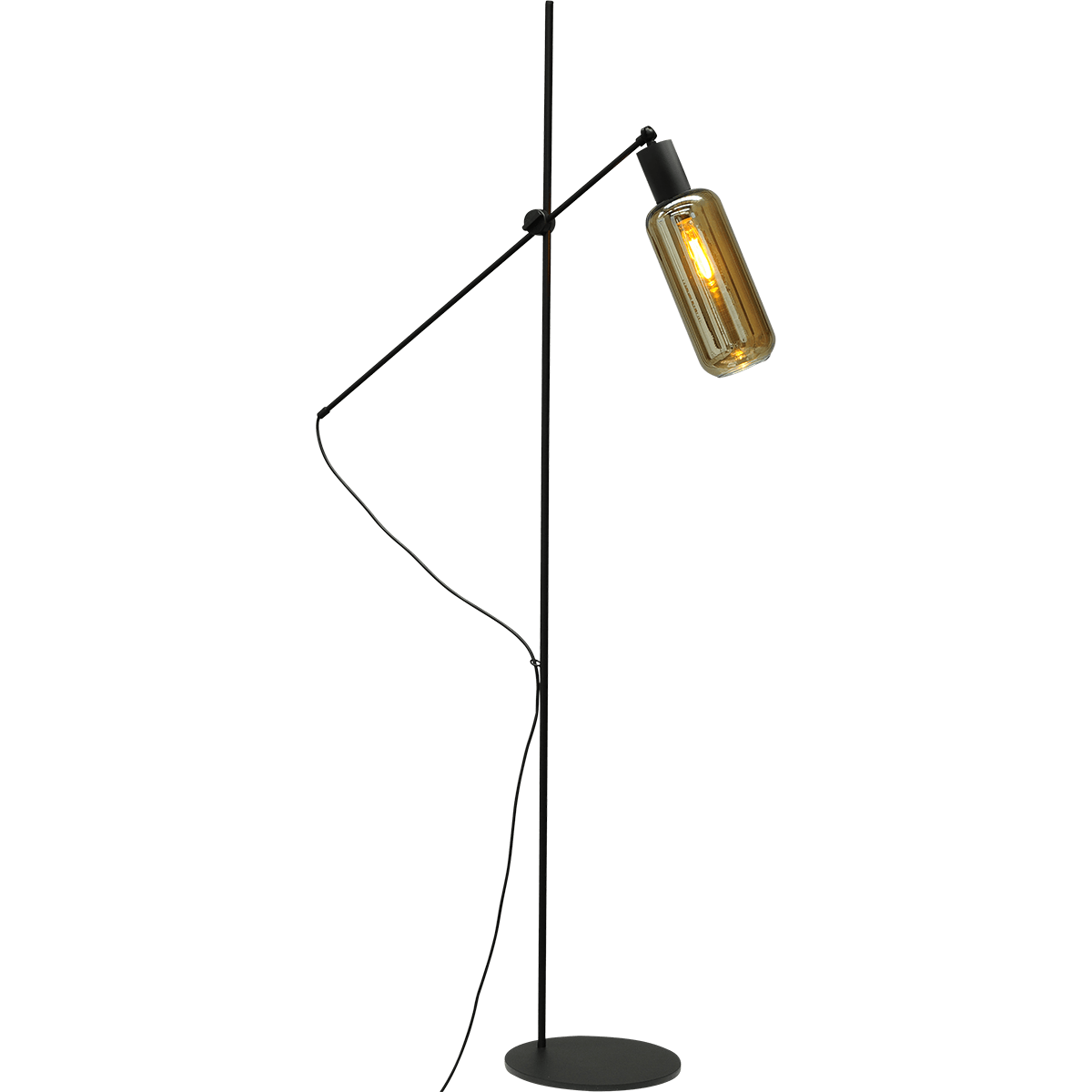 Vloerlamp Bounty 1-lichts hoogte 161cm - mat zwart - + glas smoke 62260-05-5 - MASTERLIGHT